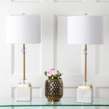 Dawson 30" Marble/Crystal LED Table Lamp - JONATHAN Y